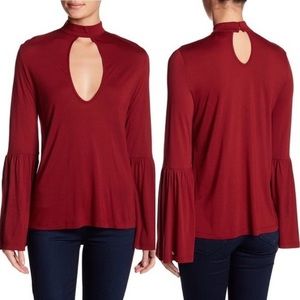 Haute Hippie keyhole burgundy blouse